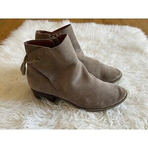 Lucky Brand BWENORE 8 Brown Suede Side Zip Ankle Boot Distressed Design